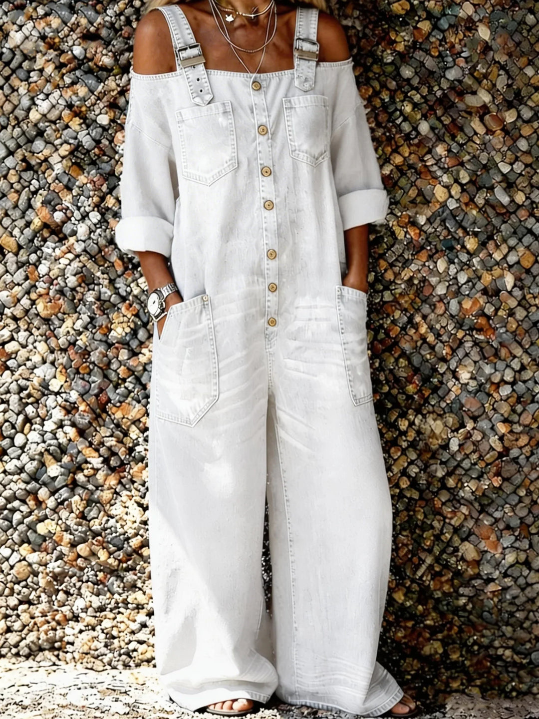 Bo | Denim Jumpsuit med Skulderremmer