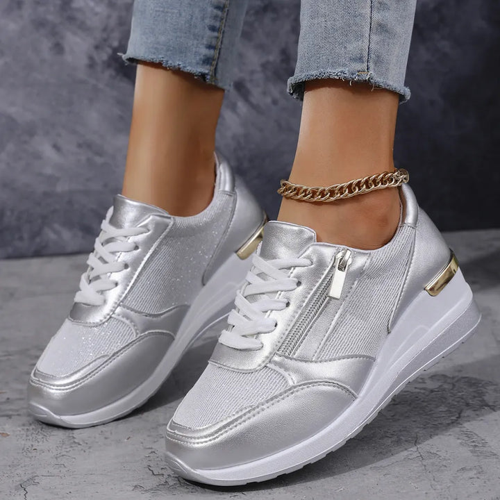 Nye ortopediske sneakers for kvinner med snøring og glidelås på siden