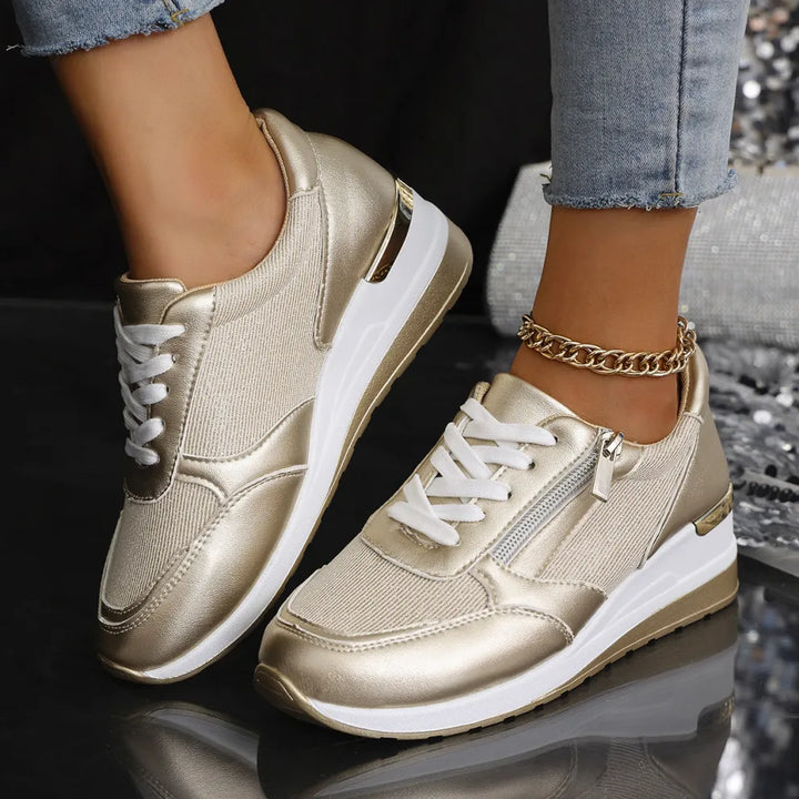 Nye ortopediske sneakers for kvinner med snøring og glidelås på siden