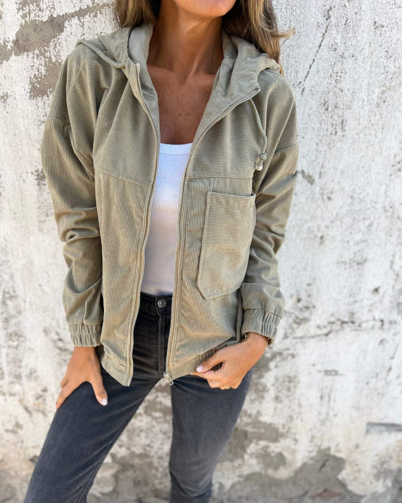 Ella™ | Cord-overall med glidelås og hette