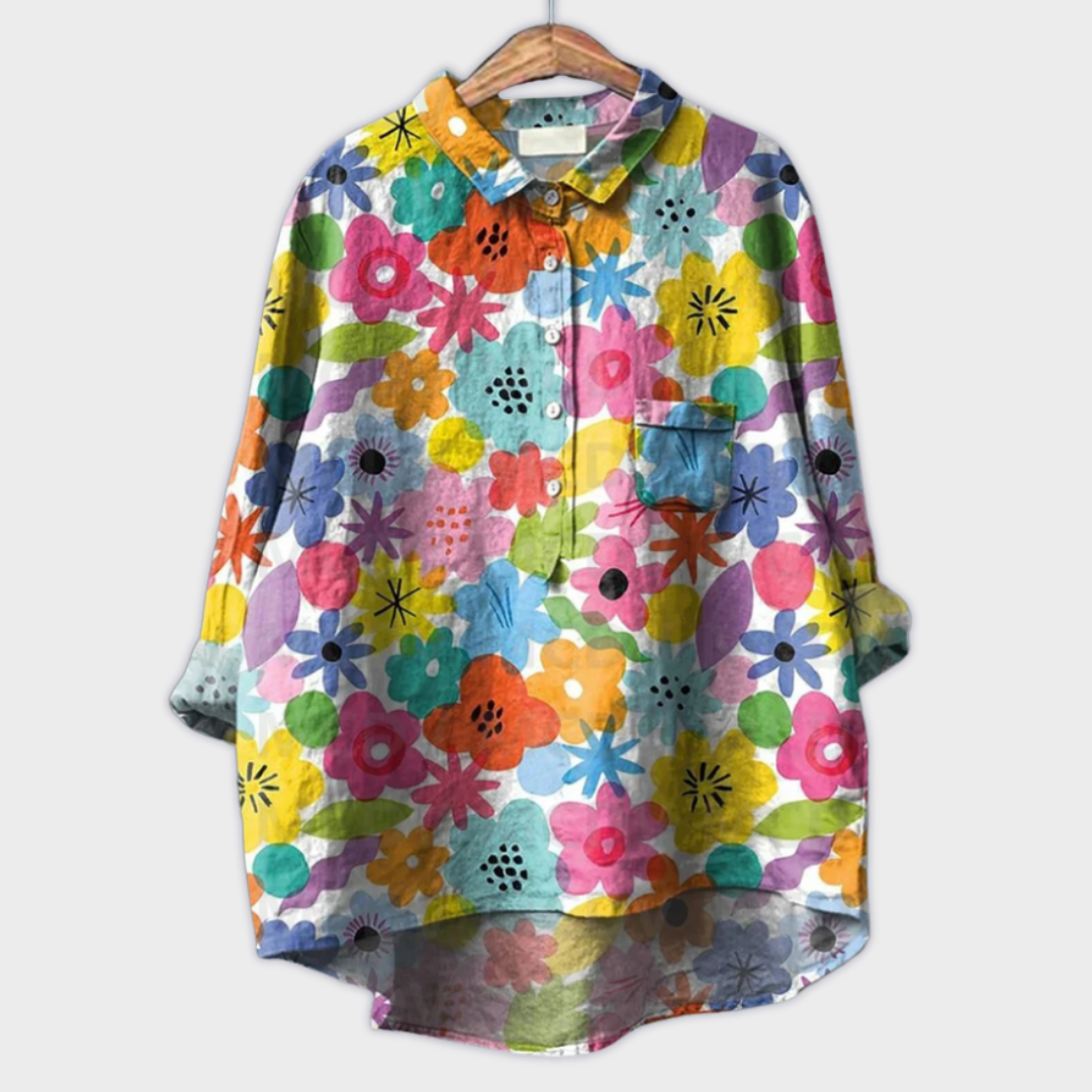 Magdalena - Håndlaget damegenser med blomsterdesign