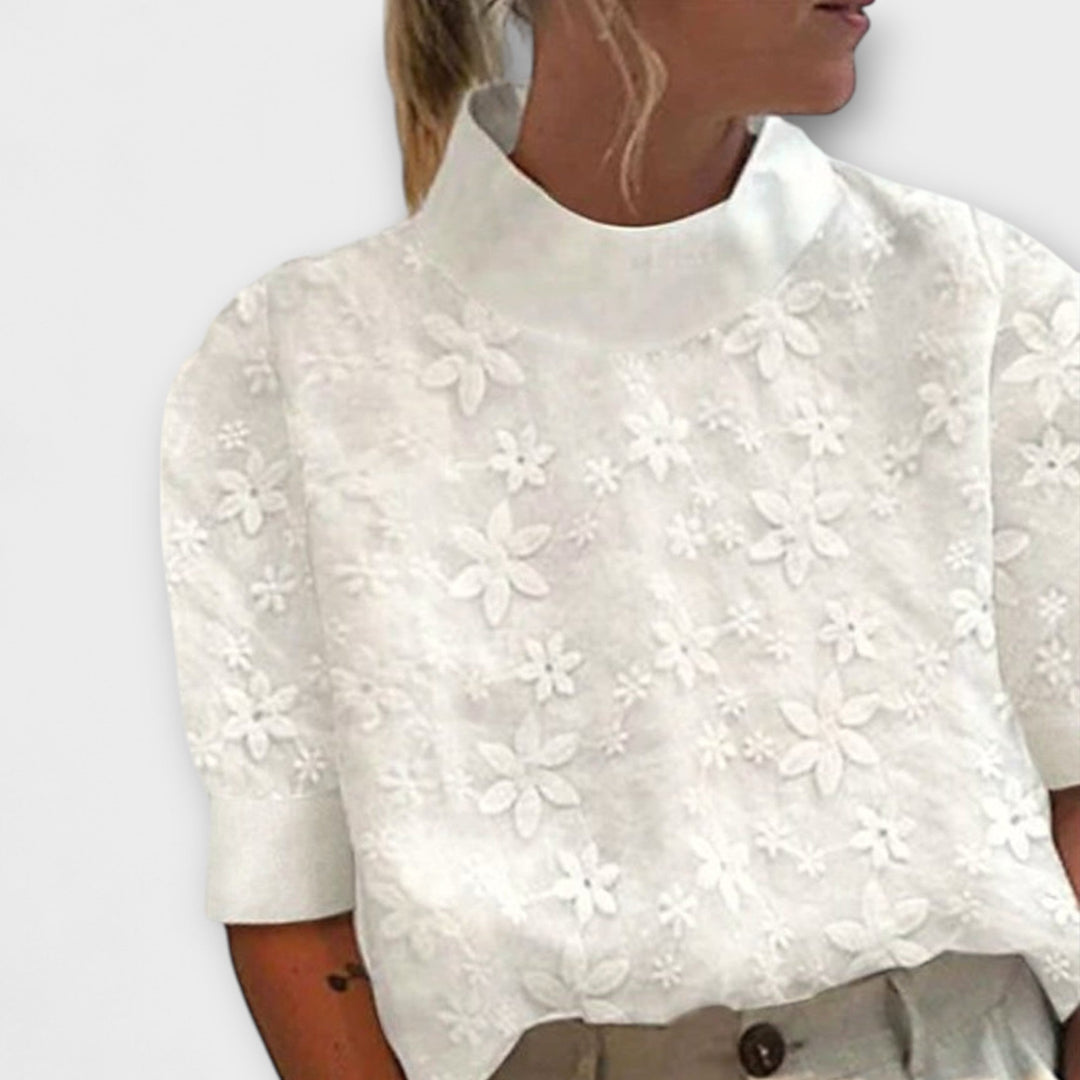 Genser med brodert enkel krage