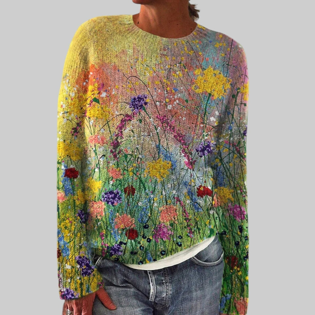 Flora - Komfortabel t-skjorte med oljemaleri av blomster