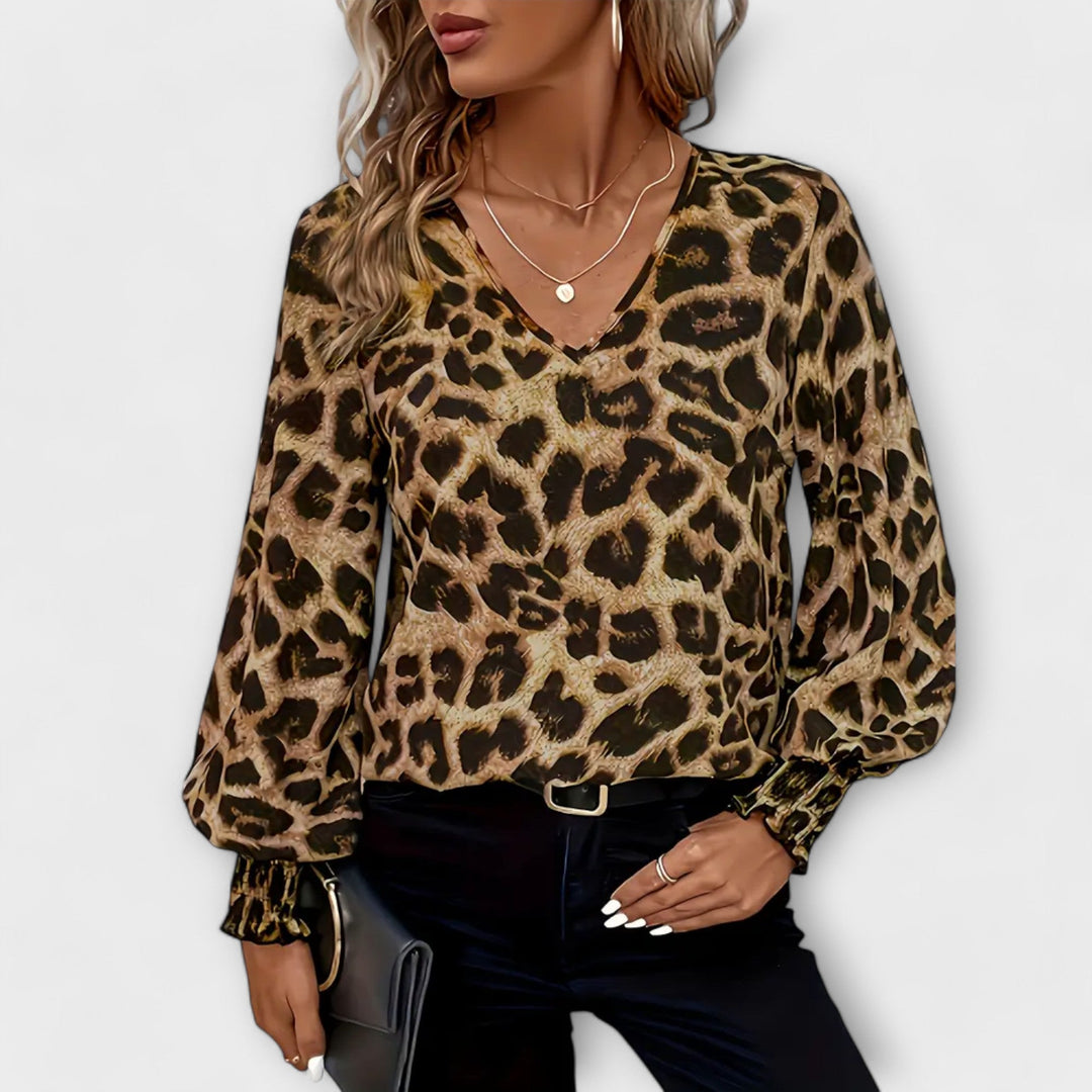 Elegant leopardmønstrete bluse