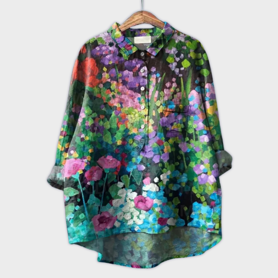 Magdalena - Håndlaget damegenser med blomsterdesign