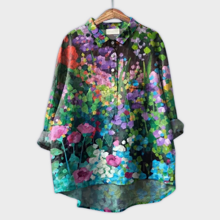 Magdalena - Håndlaget damegenser med blomsterdesign