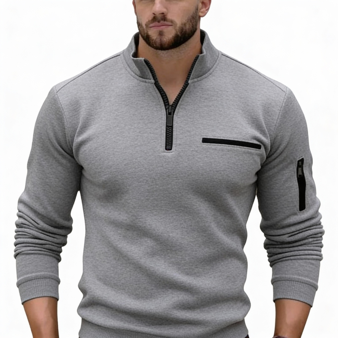Gusteous herre langermet polo-skjorte med glidelås – sporty stil polo