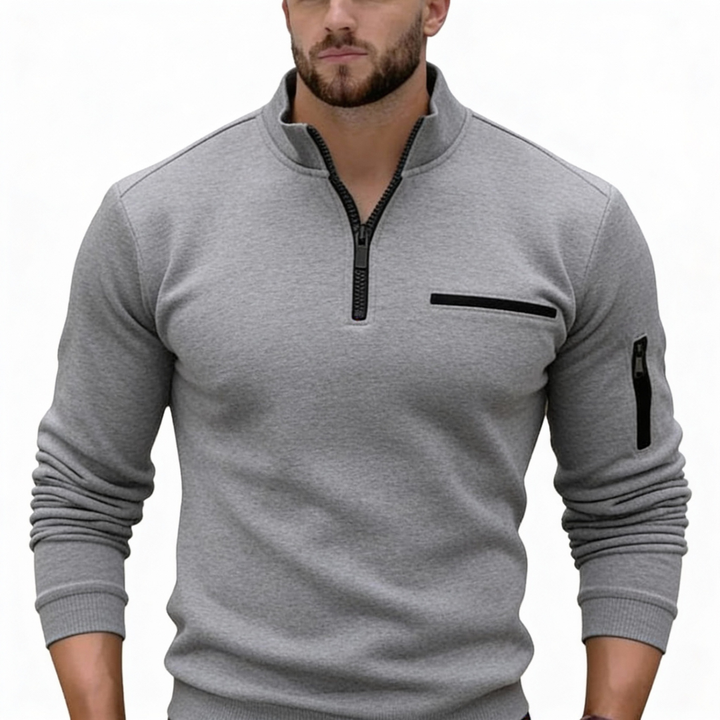 Gusteous herre langermet polo-skjorte med glidelås – sporty stil polo