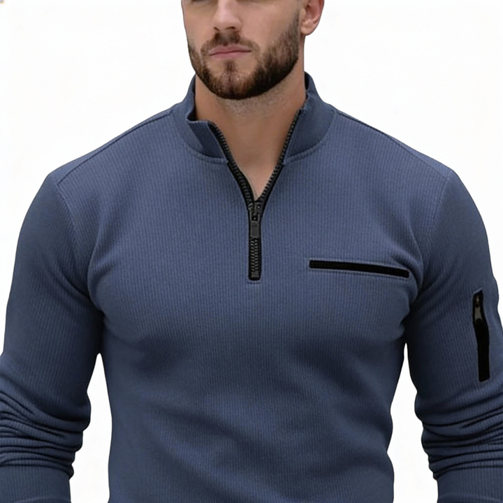 Gusteous herre langermet polo-skjorte med glidelås – sporty stil polo
