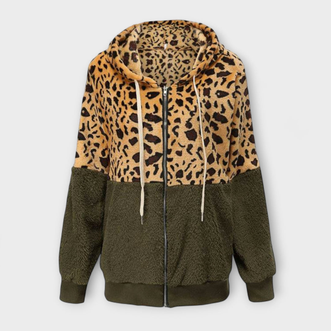 Lea - Leopardmønstret fleecejakke