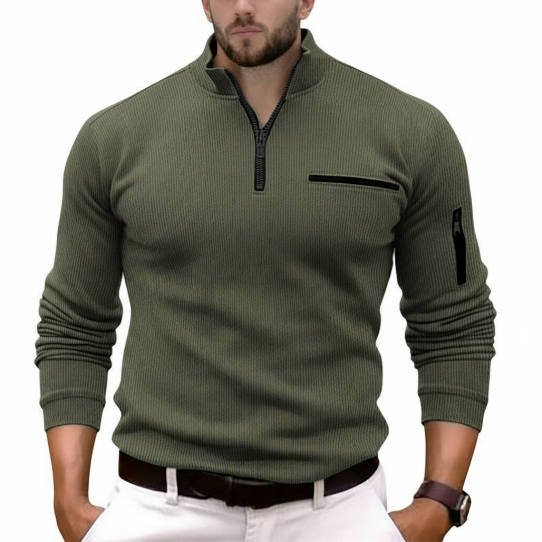 Gusteous herre langermet polo-skjorte med glidelås – sporty stil polo