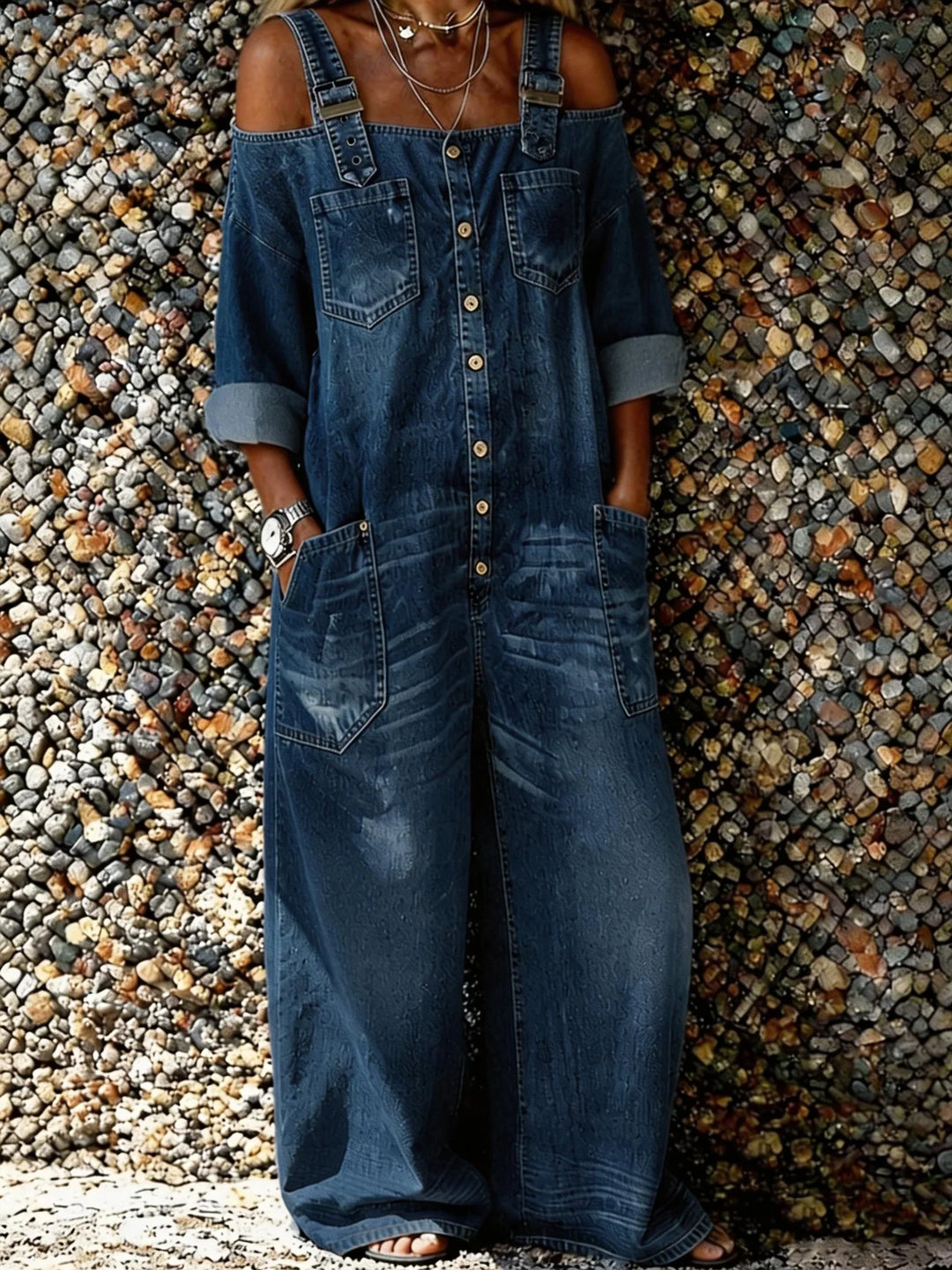 Bo | Denim Jumpsuit med Skulderremmer