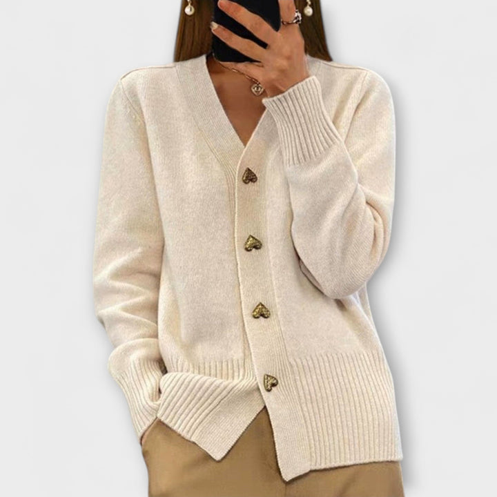Marij – Vintage-stil V-hals genser for kvinner