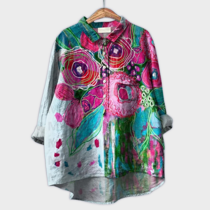 Magdalena - Håndlaget damegenser med blomsterdesign