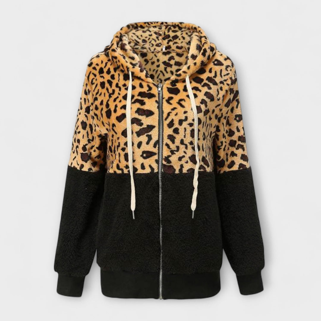 Lea - Leopardmønstret fleecejakke