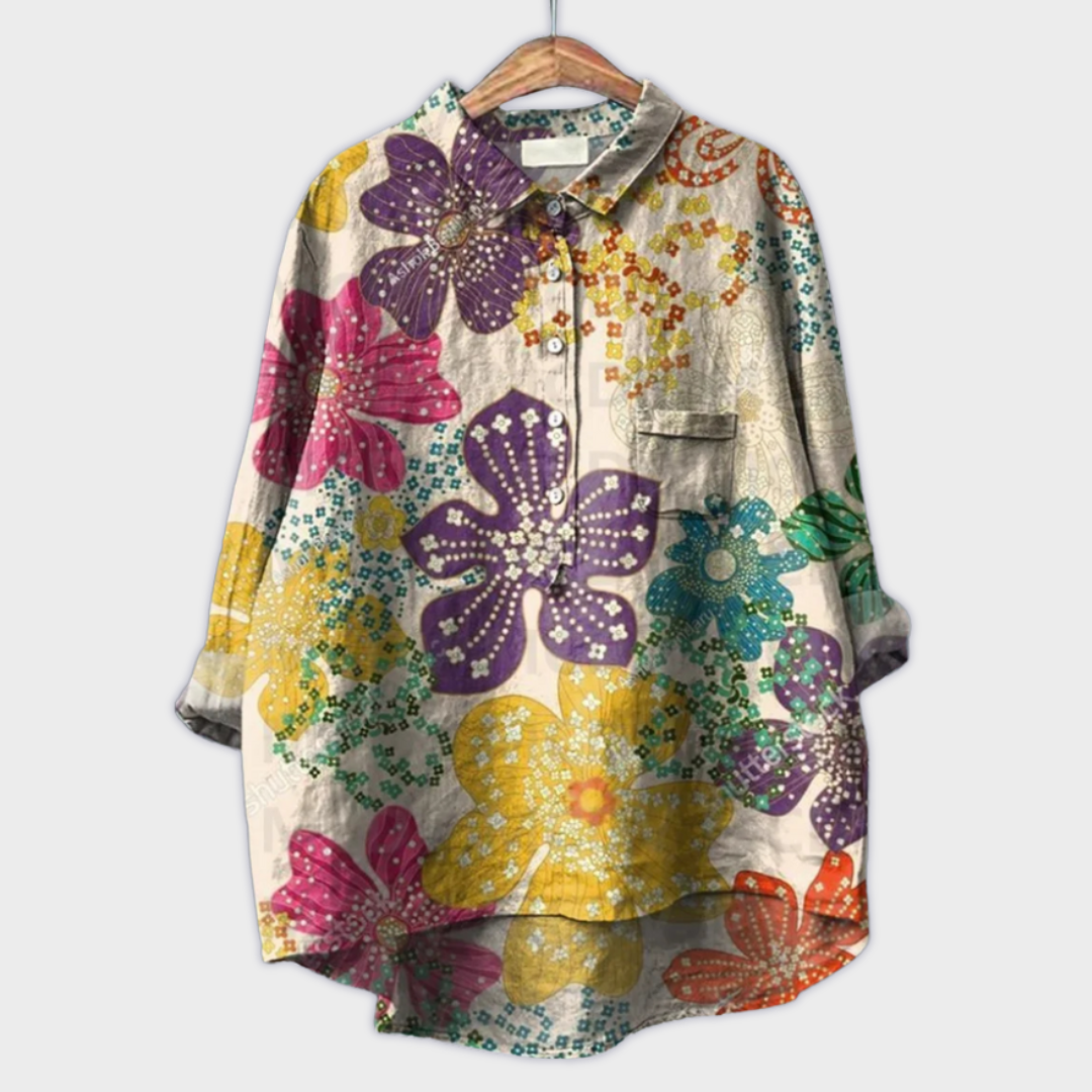 Magdalena - Håndlaget damegenser med blomsterdesign
