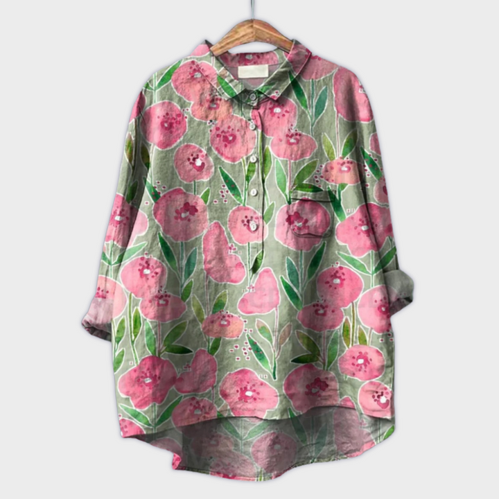 Magdalena - Håndlaget damegenser med blomsterdesign