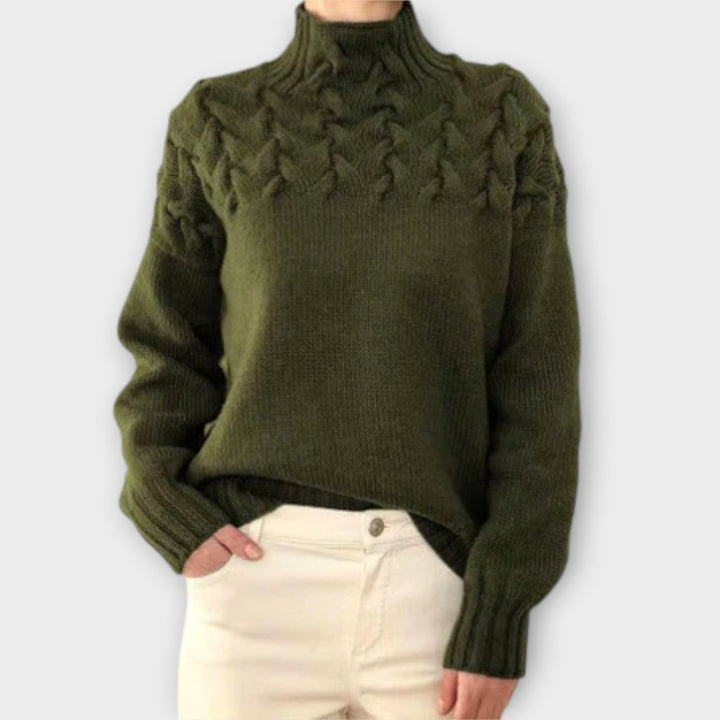 Eva - Dame strikket vest med flettemønster