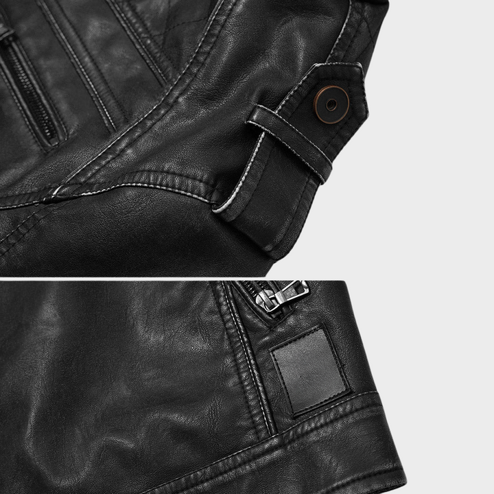 Herre motorsykkel skinnjakke svart klassisk