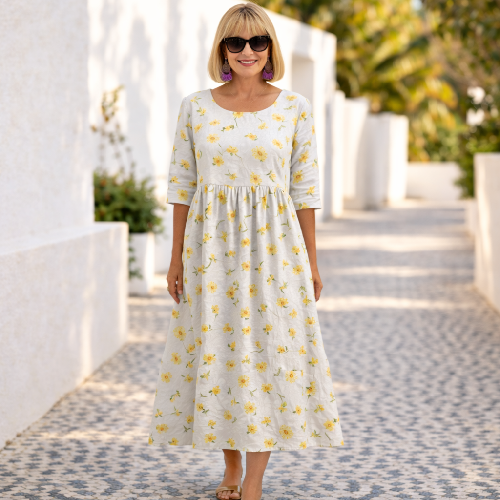 Susan | Blomstrete Kjole med Sommerlig Stemning