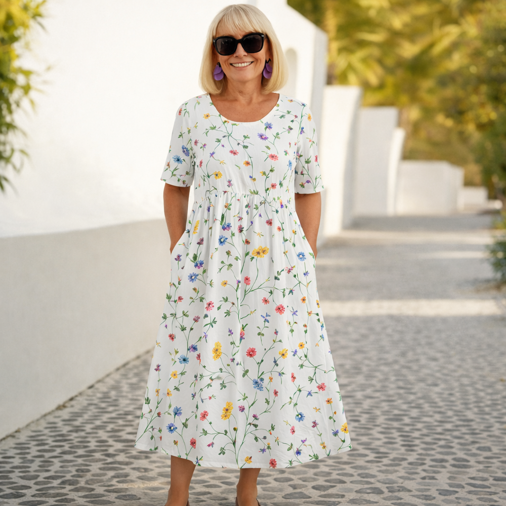 Robin | Blomstrete Midi Kjole