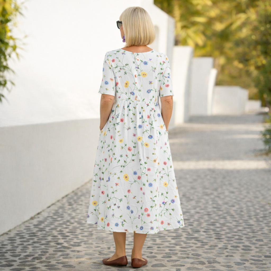 Robin | Blomstrete Midi Kjole