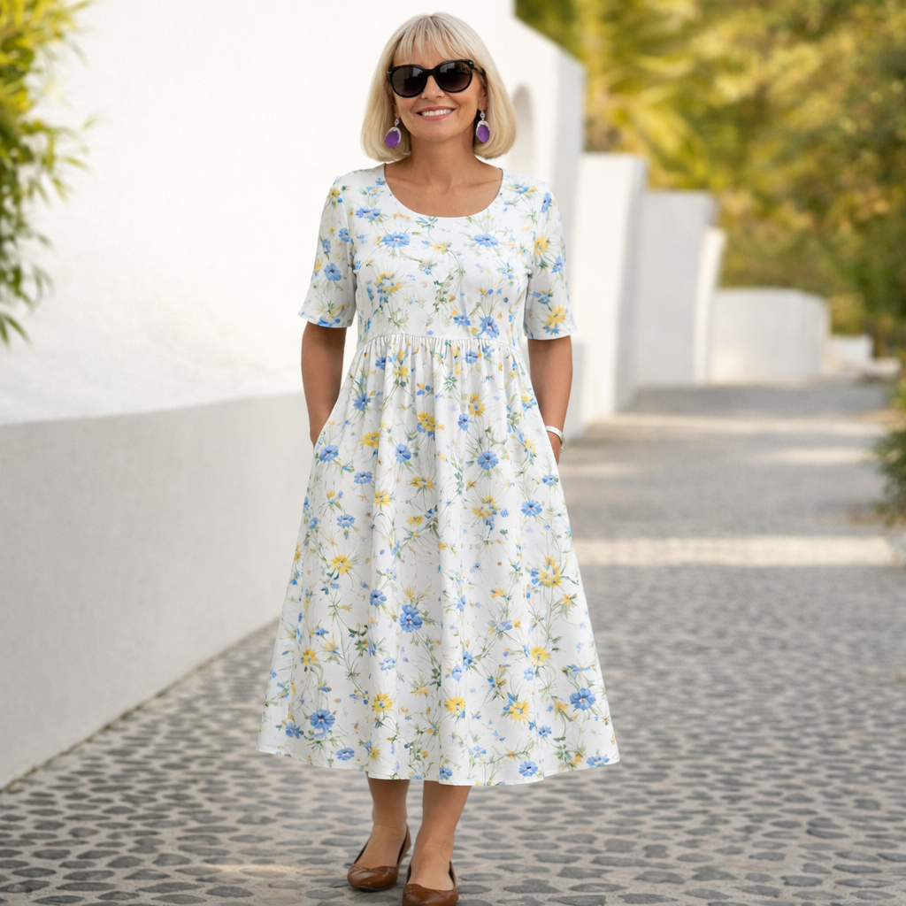 Robin | Blomstrete Midi Kjole