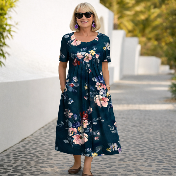 Robin | Blomstrete Midi Kjole
