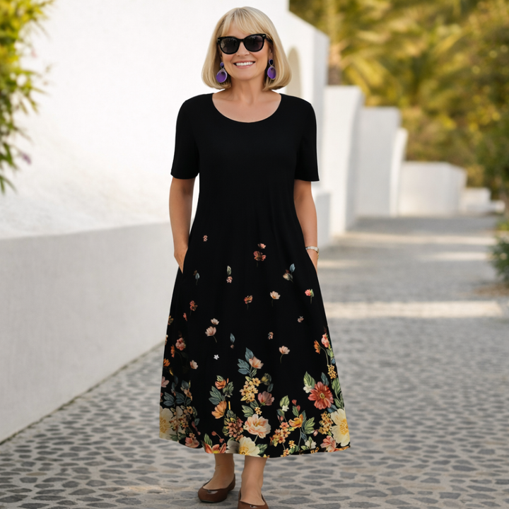 Robin | Blomstrete Midi Kjole