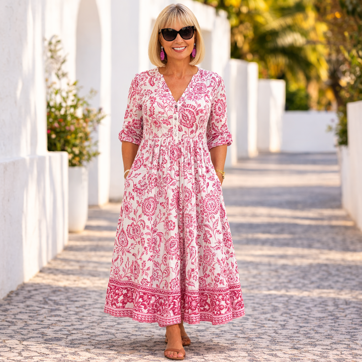 Elly | Elegant Blomstrete Kjole med Avslappende Stemning