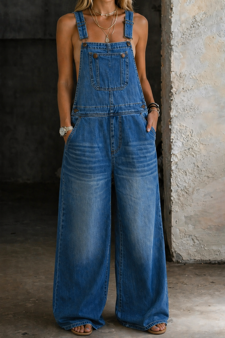 Mari - Dongerioverall med Elastisk Liv