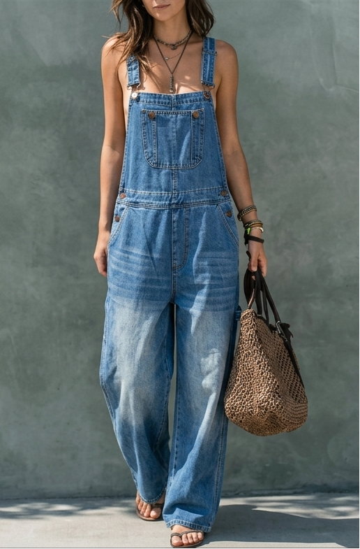 Mari - Dongerioverall med Elastisk Liv