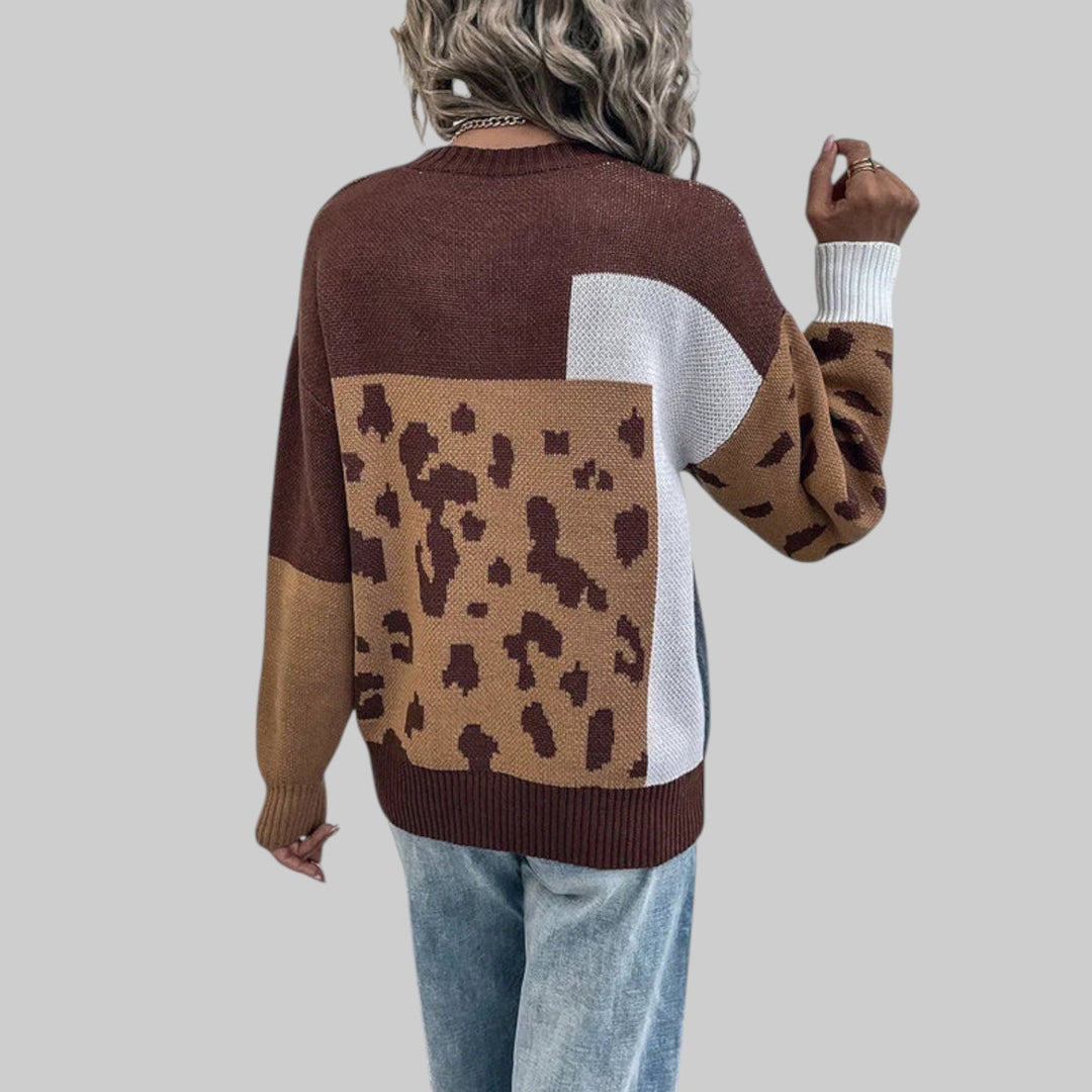 Le Clair - Vintage T-skjorte med leopardmønster og patchwork-fyll