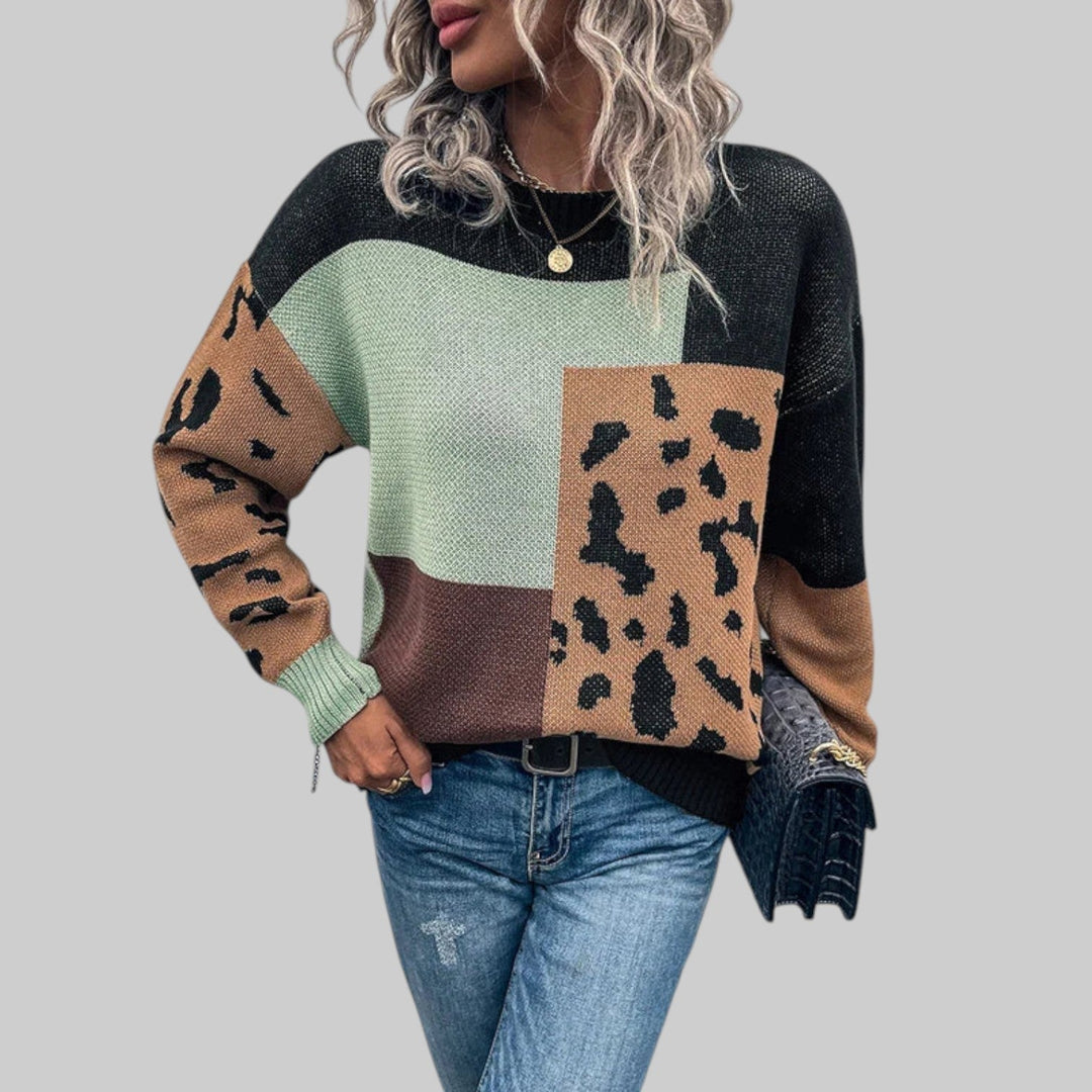 Le Clair - Vintage T-skjorte med leopardmønster og patchwork-fyll