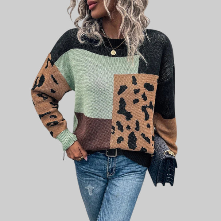 Le Clair - Vintage T-skjorte med leopardmønster og patchwork-fyll