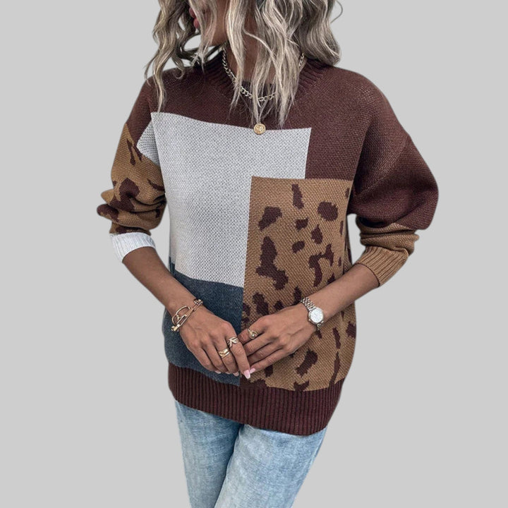 Le Clair - Vintage T-skjorte med leopardmønster og patchwork-fyll