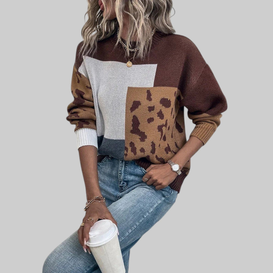 Le Clair - Vintage T-skjorte med leopardmønster og patchwork-fyll