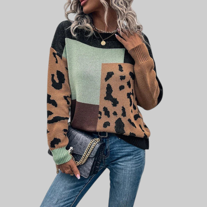 Le Clair - Vintage T-skjorte med leopardmønster og patchwork-fyll