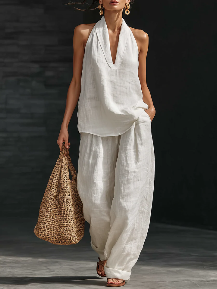 Zoë™ - Off-Shoulder Sett med Bred Bukse