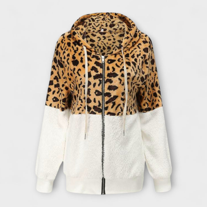 Lea - Leopardmønstret fleecejakke