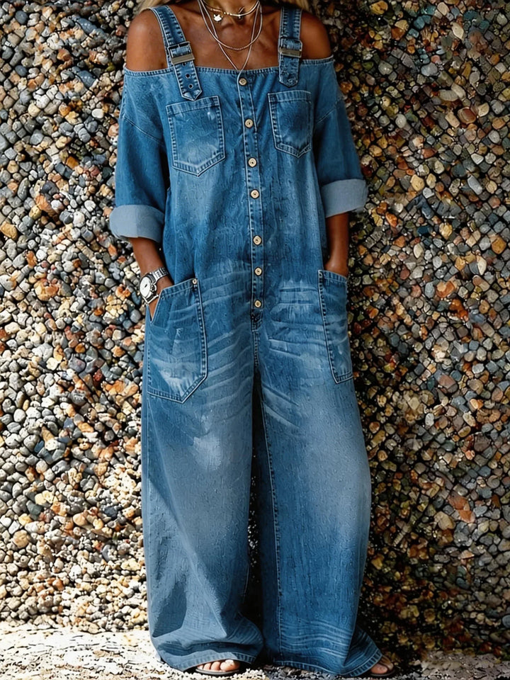 Bo | Denim Jumpsuit med Skulderremmer