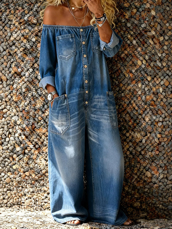 Noa | Denim Én-delt Drakt Off-Shoulder Utringning
