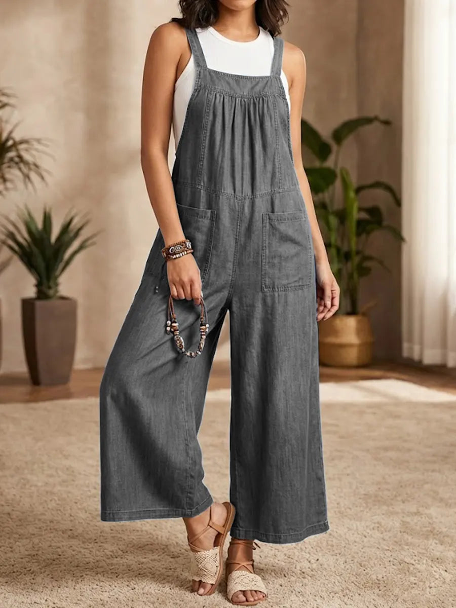 Solmira | Løs Denim Jumpsuit med Stropper