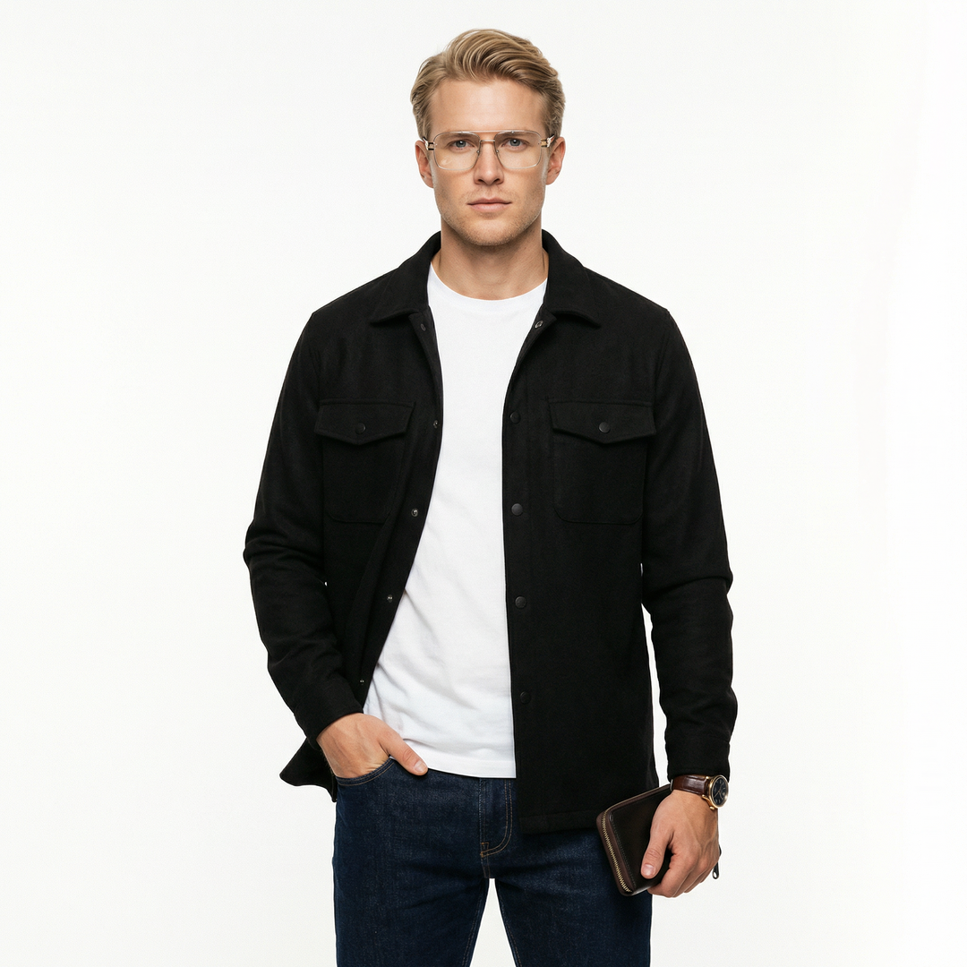 Menns mokkaskinn denimjakke, stilren og tidløs