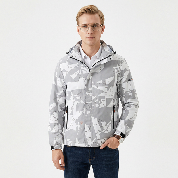 Herres vanntette vinter ski-jakke | Sporty stil med glidelås og bokstavmønster