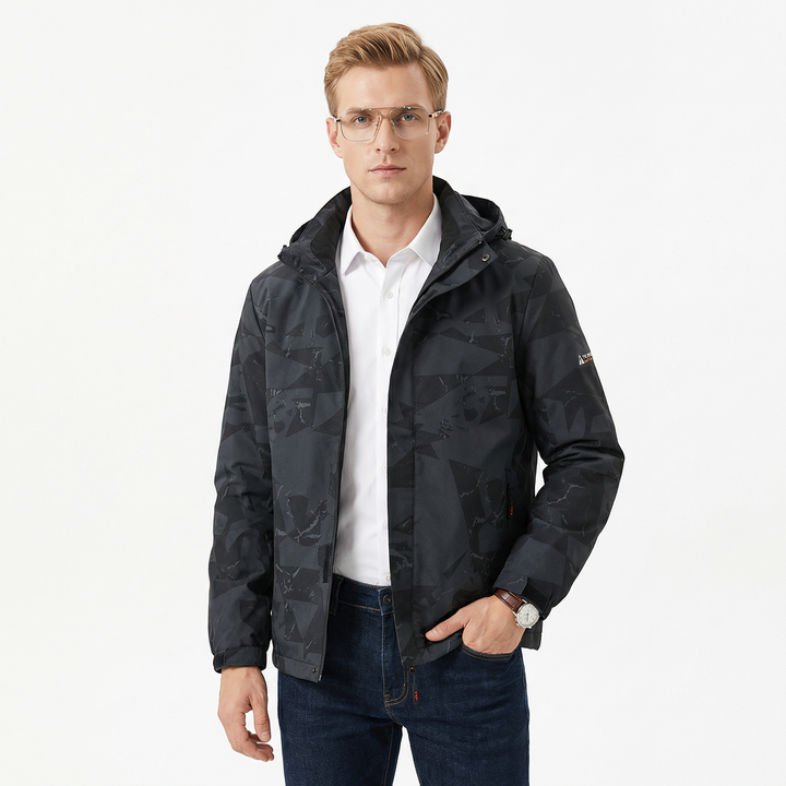 Herres vanntette vinter ski-jakke | Sporty stil med glidelås og bokstavmønster