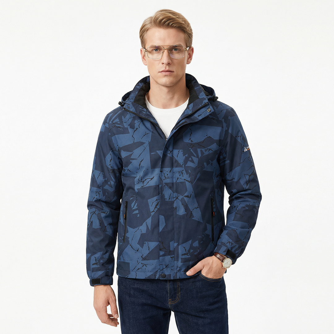 Herres vanntette vinter ski-jakke | Sporty stil med glidelås og bokstavmønster