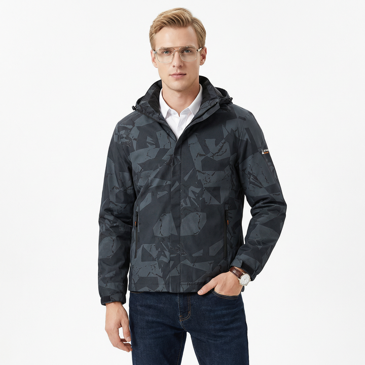 Herres vanntette vinter ski-jakke | Sporty stil med glidelås og bokstavmønster