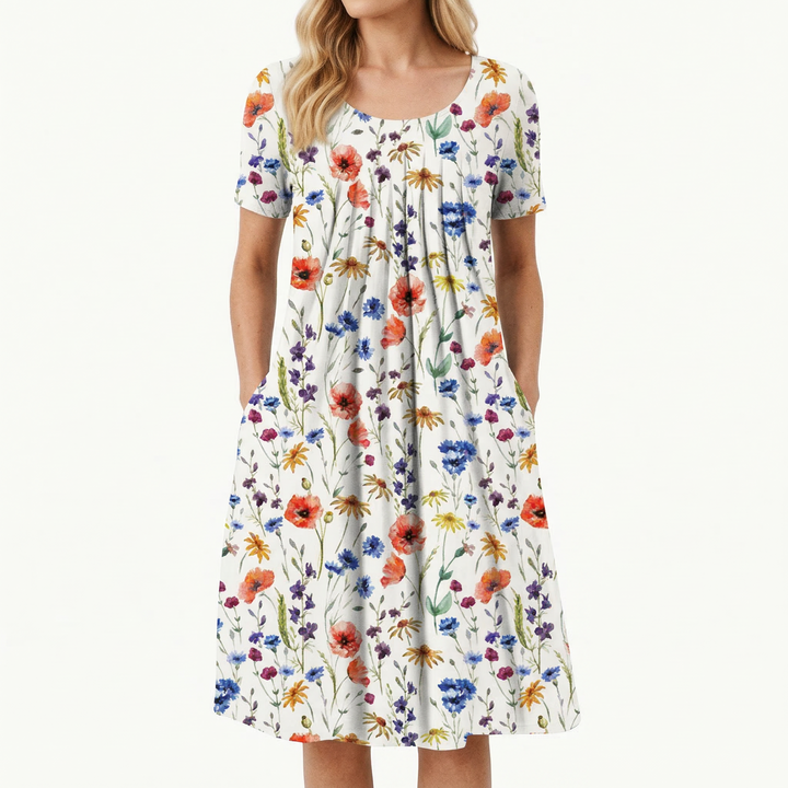 Stilig vårkjole med blomster