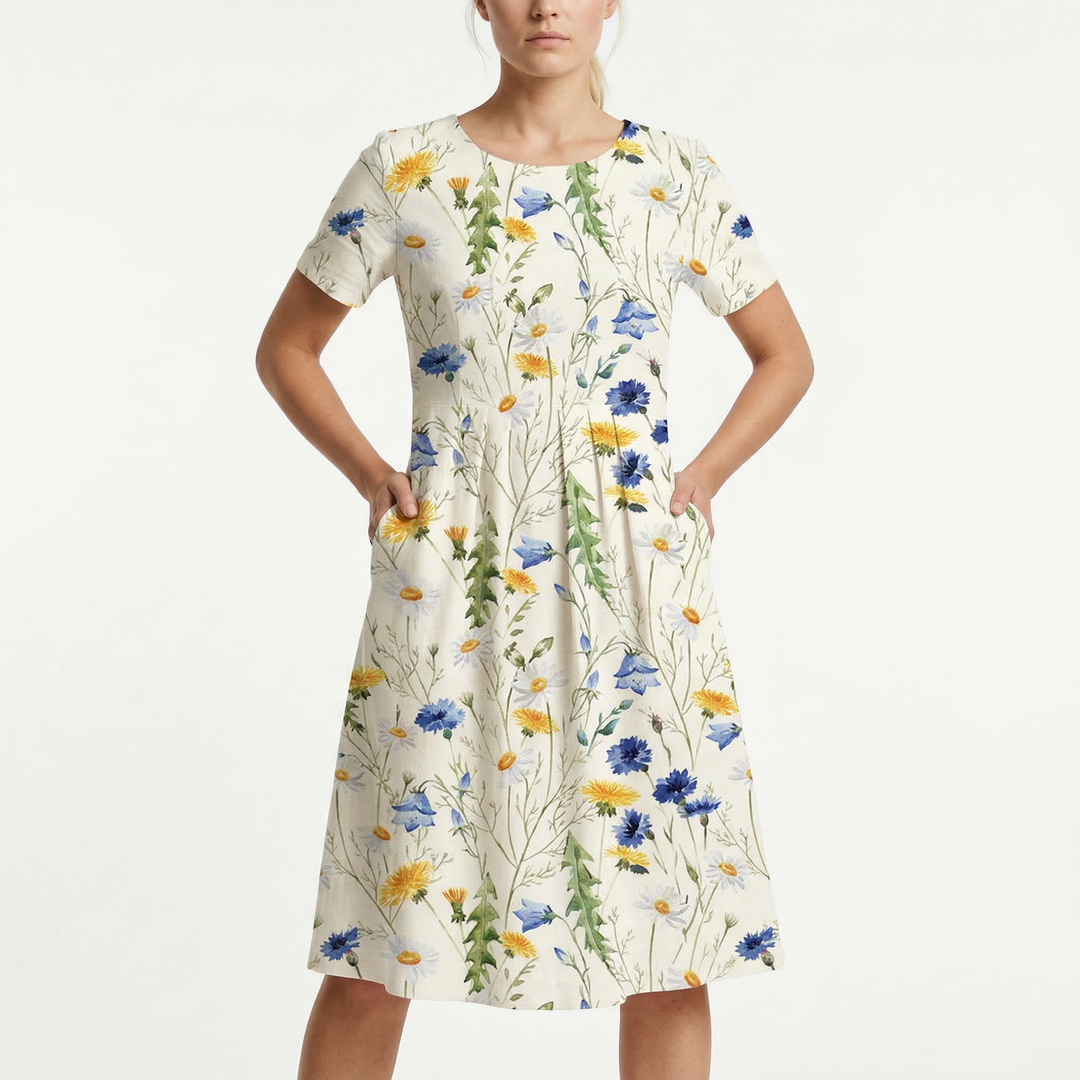 Stilig vårkjole med blomster